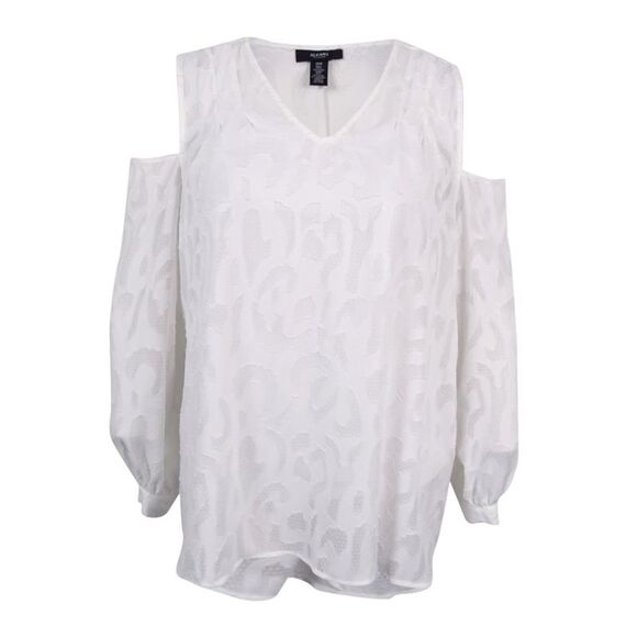 Alfani Women's Printed Blouse White Size XX-Large